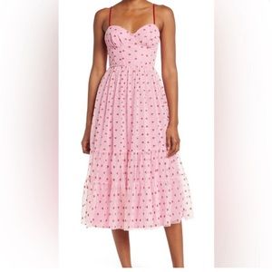 Betsey Johnson Valentines Metallica Heart Print Mesh Midi Dress NWT TIKTOK Viral